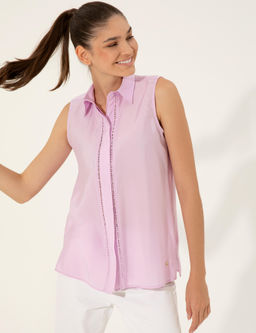 Lila Regular Fit Kolsuz Bluz