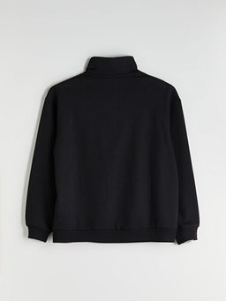 Dik Yaka Bask?l? Erkek Sweatshirt