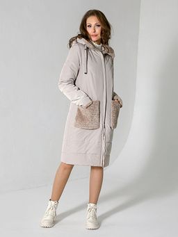 Еврозима! 22312 Пальто дем. серо-бежевый