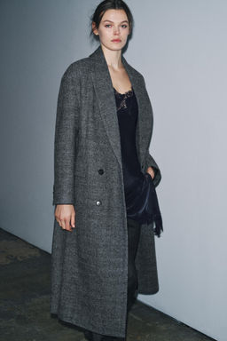 100% WOOL CHECK COAT ZW COLLECTION LIMITED EDITION