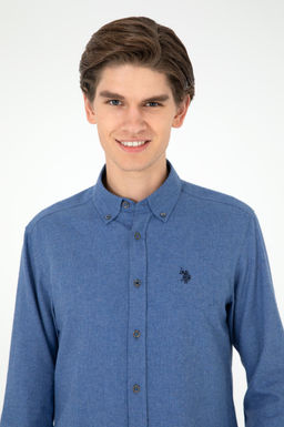 Мужская базовая рубашка цвета индиго с длинным рукавом - U.s. polo assn фото 2