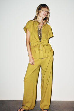 LINEN BLEND KNOT SHIRT - Zara фото 11