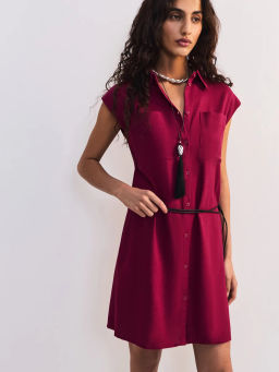 Льняное платье-рубашка с поясом ZR2605012907-91 / Zarina