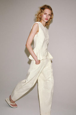 CAMISA PEPLUM JACQUARD ZW COLLECTION / Crudo / Beige - Zara фото 3