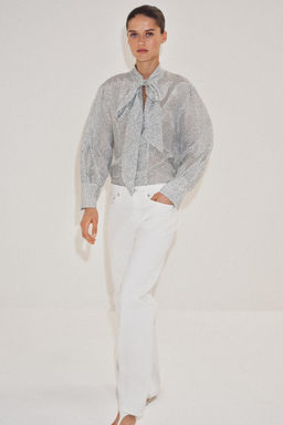 CAMISA LAZADA LUNARES ZW COLLECTION / Crudo / Negro - Zara фото 5