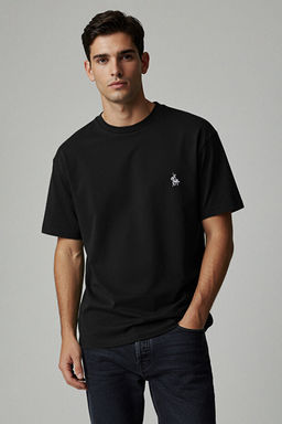 Siyah Regular/Normal Kesim At Nak__ Detayl_ %100 Pamuklu T-Shirt TMNSS24TS00056 - Trendyolmilla фото 2