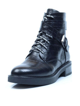 01-CH8361-21B100M BLACK Ботинки демисезонные женские (натуральная кожа, байка)