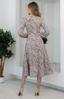 Эффектное платье серый/цветы - Donna saggia фото 5