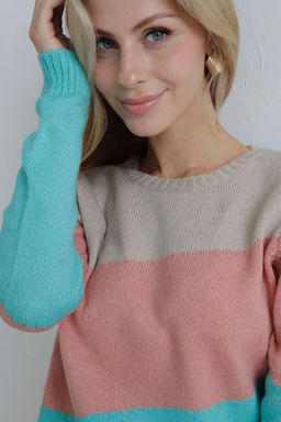Джемпер колор блок в цвете тиффани-пудра-беж - Martichelli фото 21