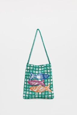 FISH BEADED MINI BUCKET BAG - Zara фото 3