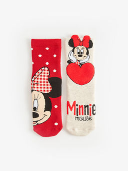 Minnie Mouse Desenli K?z ?ocuk Havlu Soket ?orap 2li
