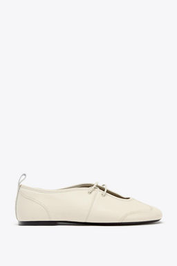 LEATHER TOPSTITCHED BALLERINAS - Zara фото 3