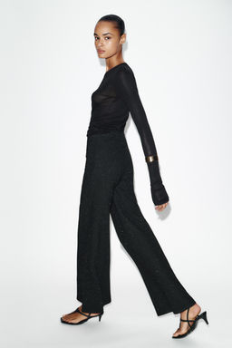 BOUCL_ METALLIC THREAD TROUSERS - Zara фото 13