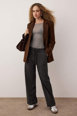 Antrasit Bagc?k Detayl? Dusuk Bel Wide Leg/Genis Paca Pantolon TWOAW26PL00008