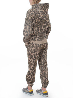 868-6 BEIGE/LEOPARD Костюм спортивный зимний женский (95% хлопок, 5% полиэстер)