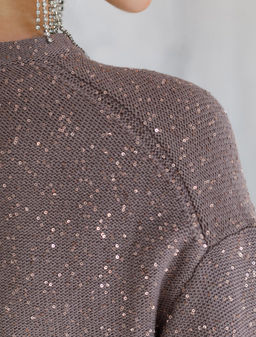 Джемпер из хлопковой пряжи с пайетками - Vilatte фото 4