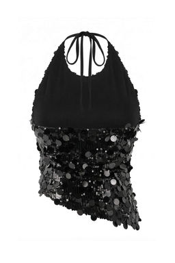 Siyah V Yaka Pul Payetli Ask?l? Party Bluz TPRSS26BZ00017 - Trendyolmilla фото 2