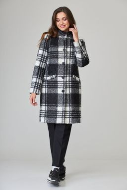 Пальто БелЭльСтиль 841 клетка серая  фото 79