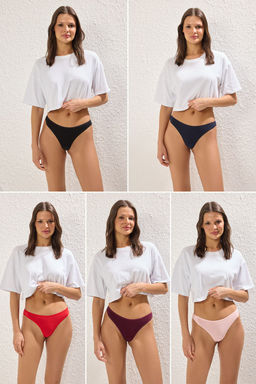 Trendyolmilla Cok Renkli 5li Paket Pamuklu Tanga Orme Kulot THMSS25KU00048