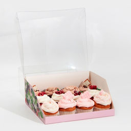 Цена за 5 шт. Коробка для кондитерских изделий с PVC-крышкой Ягоды, 25 х 22,5 х 10 см - Дарите счастье фото 3