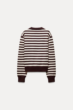 STRIPED KNIT CROPPED CARDIGAN - Zara фото 5