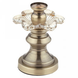 Подсвечник стеклянный "Нарцисс" h13см, д10см, чаша д3,3см, h4см, нескользящее основание д8см, металлическая ножка, бронзовый, в коробке (Китай)