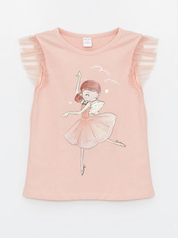 Bisiklet Yaka Bask?l? K?z Bebek Ti??rt - Waikiki фото 3