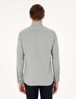 Haki Oxford Slim Fit Uzun Kollu G_mlek