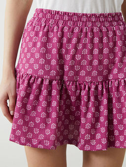 Beli Lastikli Desenli Kad?n ?ortlu Etek