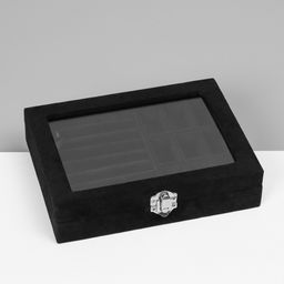 Шкатулка для украшений Chido, 8 полос, 9 ячеек, 20×15×4.5, чёрная