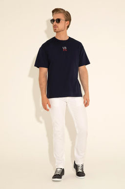 Erkek Comfort Fit Bisiklet Yaka Lacivert Ti__rt