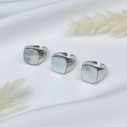 Кольцо регулируемое из хирургической стали с Перламутром - Радуга самоцветов фото 2