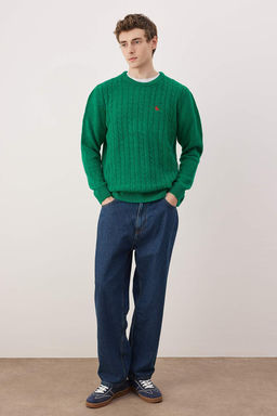 Lacivert Regular Bisiklet Yaka Animal Kazak TMNAW26KZ00006 - Trendyolmilla фото 10