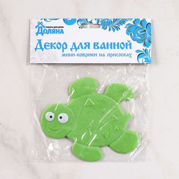 Мини-коврик для ванны Доляна «Черепашка», 11×13,5 см, цвет зелёный