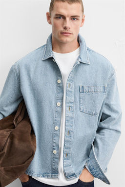 DENIM BOXY FIT OVERSHIRT - Zara фото 5