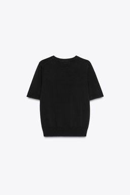 BASIC PLAIN KNIT SHORT SLEEVE TOP - Zara фото 21