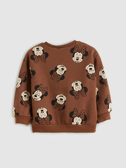 Bisiklet Yaka Minnie Mouse Bask?l? K?z ?ocuk Sweatshirt