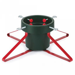 Подставка-крестовина L для новогодней елки Финская макс. высота дерева 2,5м, размер ствола 4,5-14,5см, чаша для воды 2,8л, размер 57х41,5х18,5см, вес 1,4 кг, металл опоры + основание пластик, цвет зеленый/красный, в коробке (Китай)