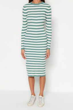 Mint Midi Triko Basic Cizgili Elbise TWOAW23EL00018