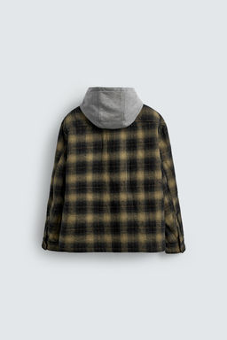 HOODED CHECK OVERSHIRT