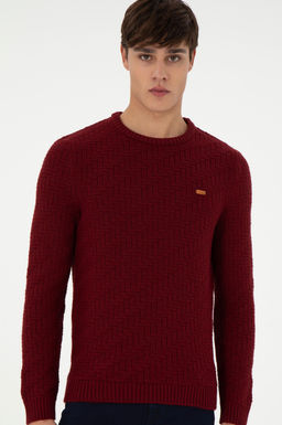 Erkek Slim Fit Bisiklet Yaka Bordo Kazak - U.s. polo assn фото 3