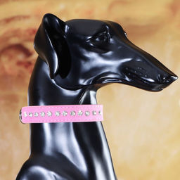 Ошейник Бархат и стразы, 31 х 1,3/2 см, ОШ 22-28 см, розовый - Пижон фото 4