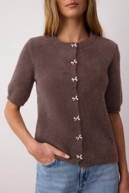 Kahverengi Dugme Detayl? Yumusak Dokulu Triko H?rka TWOAW26HI00099