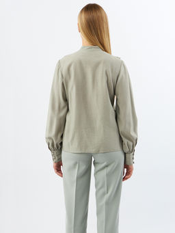 Блузкас отлетными рюшами OD-914-3 полынь - Tantino фото 13