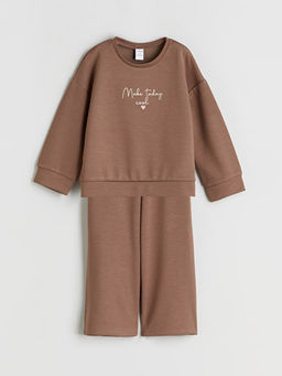 Bisiklet Yaka K?z ?ocuk Sweatshirt ve E?ofman Alt?