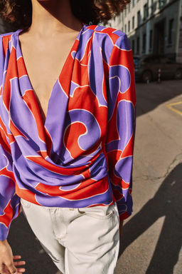 CAMISA SATINADA ESTAMPADA HOMBRERAS / Multicolor - Zara фото 2