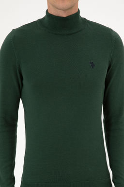 Erkek Slim Fit Bo_azl_ Koyu Ye_il Basic Kazak - U.s. polo assn фото 6
