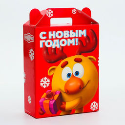 Цена за 5 шт. Подарочная коробка Новогодняя Подарок Смешарики лицензия, для сладких подарков, 16.8?6.8?20, 9 см (+3.9 см). - Simaland фото 2