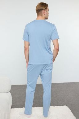 TRENDYOL MAN Yesil Regular Fit Bisiklet Yaka Bask?l? Orme %100 Pamuk Pijama Tak?m? TMNAW25PT00003 - Trendyolmilla фото 4