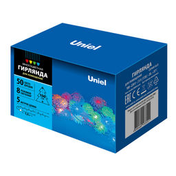 ULD-S0500-050/DTA MULTI IP20 PINE CONES Гирлянда светодиодная Шишки, 5м. 50 светодиодов. Разноцветный свет. Провод прозрачный. ТМ Uniel
